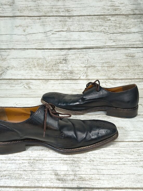 Mezlan Custom Black Leather Wingtip Brogue Oxford Shoes Men Size 11 main image 14